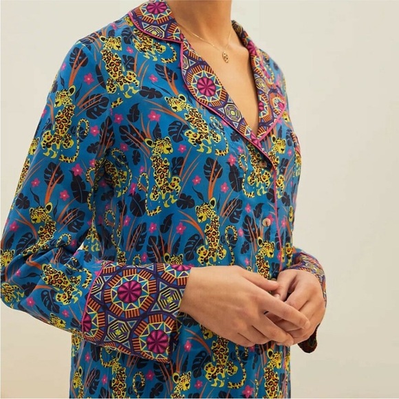 ANTHROPOLOGIE x Janine Lecour Fleurs Pajama Leopard Top - Picture 8 of 8
